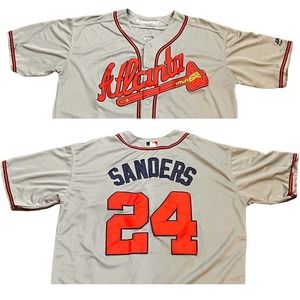 Deion Sanders Majestic XL 1995 Atlanta Braves Gray Men's Jersey #24